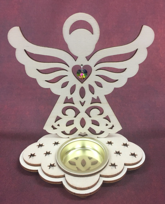 Svícen – Anděl se srdíčkem (Swarovski) – Vitrail Medium