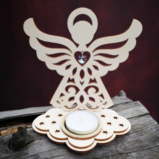 Svícen – Anděl se srdíčkem (Swarovski) – Vitrail Light