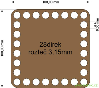 Čtverec pro háčkování - 100mm/28direk/9mm