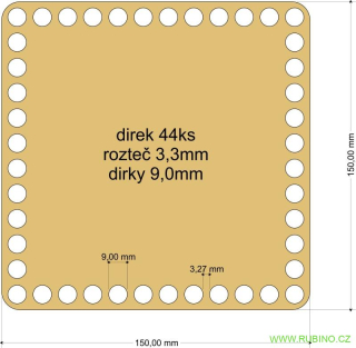Čtverec pro háčkování - 150mm/44direk/9mm