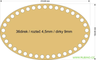 Ovál pro háčkování - 210x130 mm/32direk/10mm